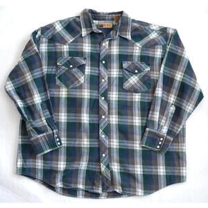 Big Mac Workwear Shirt Mens Buffalo Plaid Heavyweight Cotton Snap Button 3XLT